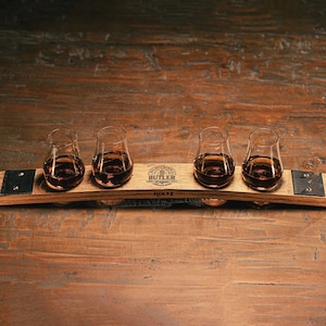 Gifts for Him-Personalized Gift Laser Engraved Bourbon Flight made from Tennessee Whiskey Barrel Stave Christmas Gift-Whiskey Flight