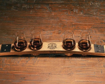 Personalized Gift-Laser Engraved-Groomsmen Gift-Bourbon Flight made from Tennessee Whiskey Barrel Stave-Father's Day Gift-WhiskeyFlight