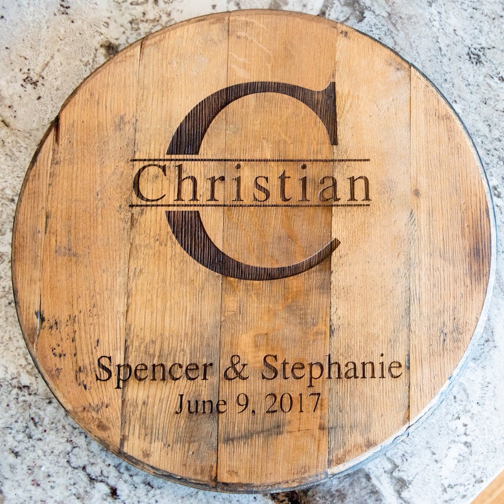 Personalized Wedding Welcome Sign Gift, Custom Newlywed Guestbook Sign Made from Tennessee Whiskey Barrels, Holtz Leather Wedding Sign