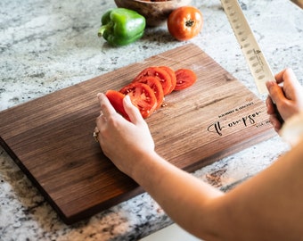 Personalized Wedding Gift Walnut Wood Cutting Board Engraved Name and Year-Handmade Butcher Block-Kitchen Gift, Gift for Him or Her, Spring