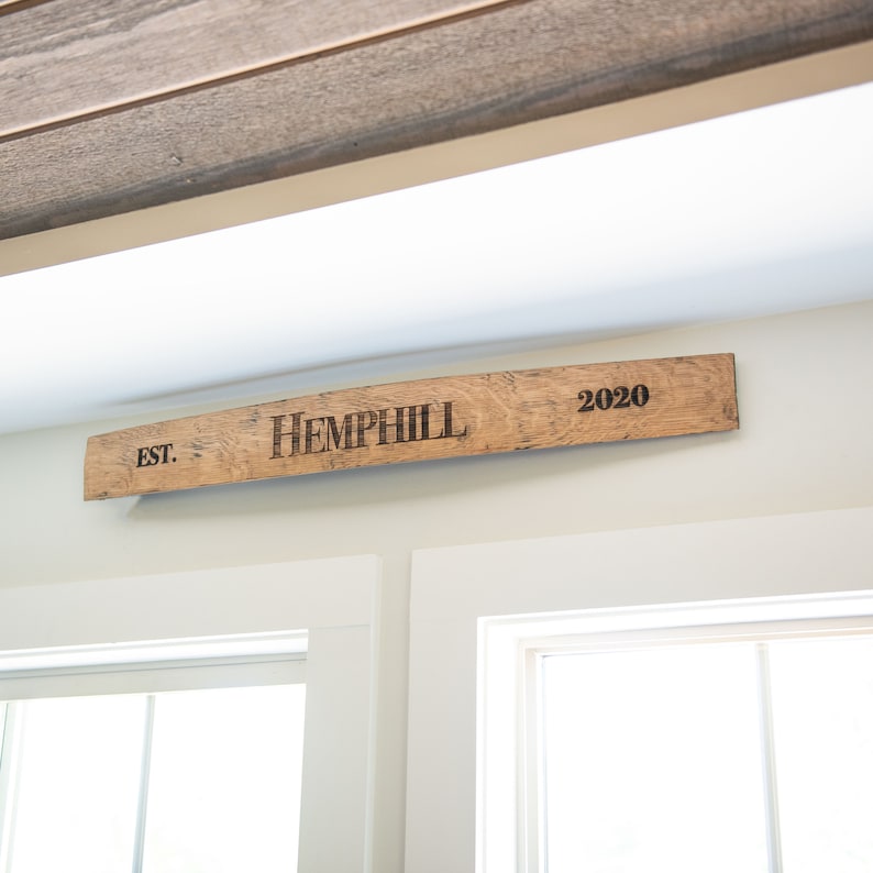 Family Name Sign Personalized Wall Art Engraved Tennessee Whiskey Barrel Stave Housewarming Newlywed Unique Gift Rustic Home Decor Farmhouse