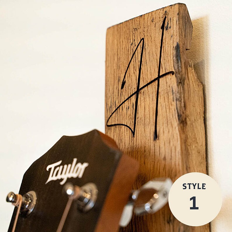 Personalized Guitar Hanger Easy to Wall Mount Whiskey Custom Engraved Barrel Stave Gift for Guitarists Fathers Day or Birthday The Memphis image 5