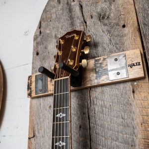 Wall Mount Guitar Hanger-Tennessee Whiskey Barrel Stave-Gift for Him-Musician-Instrument Storage-Birthday Father's Day Gift-The Nashville image 4