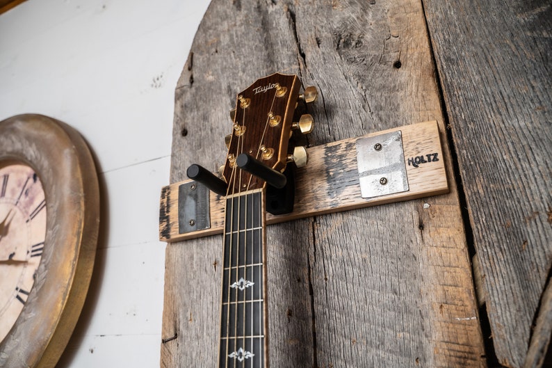 Wall Mount Guitar Hanger-Tennessee Whiskey Barrel Stave-Gift for Him-Musician-Instrument Storage-Birthday Father's Day Gift-The Nashville image 4