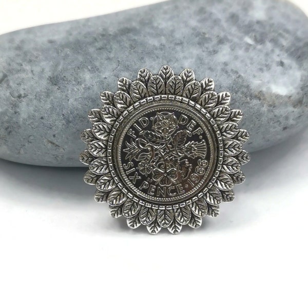 Lucky Sixpence Brooch (choice of year upto 1967) / Silver Sixpence / Something Old / Wedding / Bride / 60th / 70th / 80th / 90th / 100th