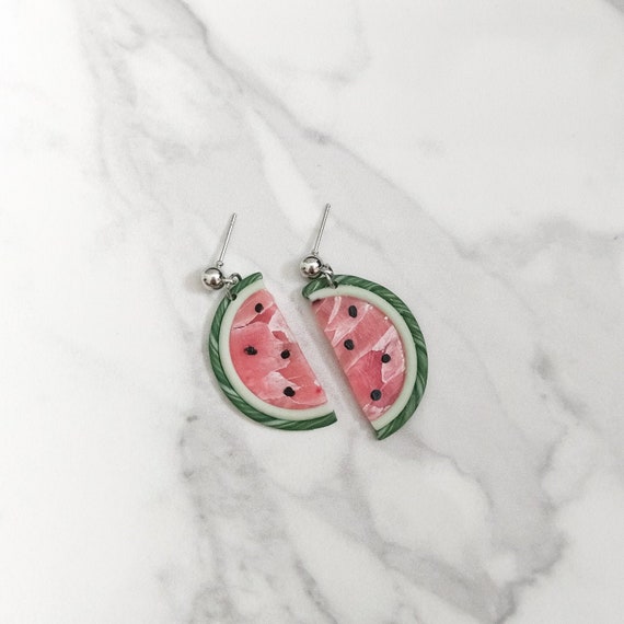 Watermelon polymer clay sale earrings