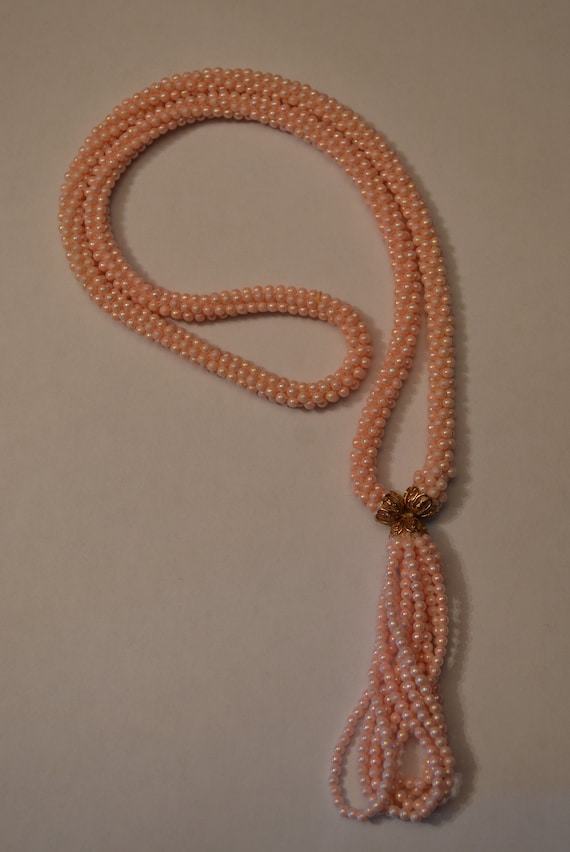 Pink Beaded Necklace/Vintage/Trendy/1970s