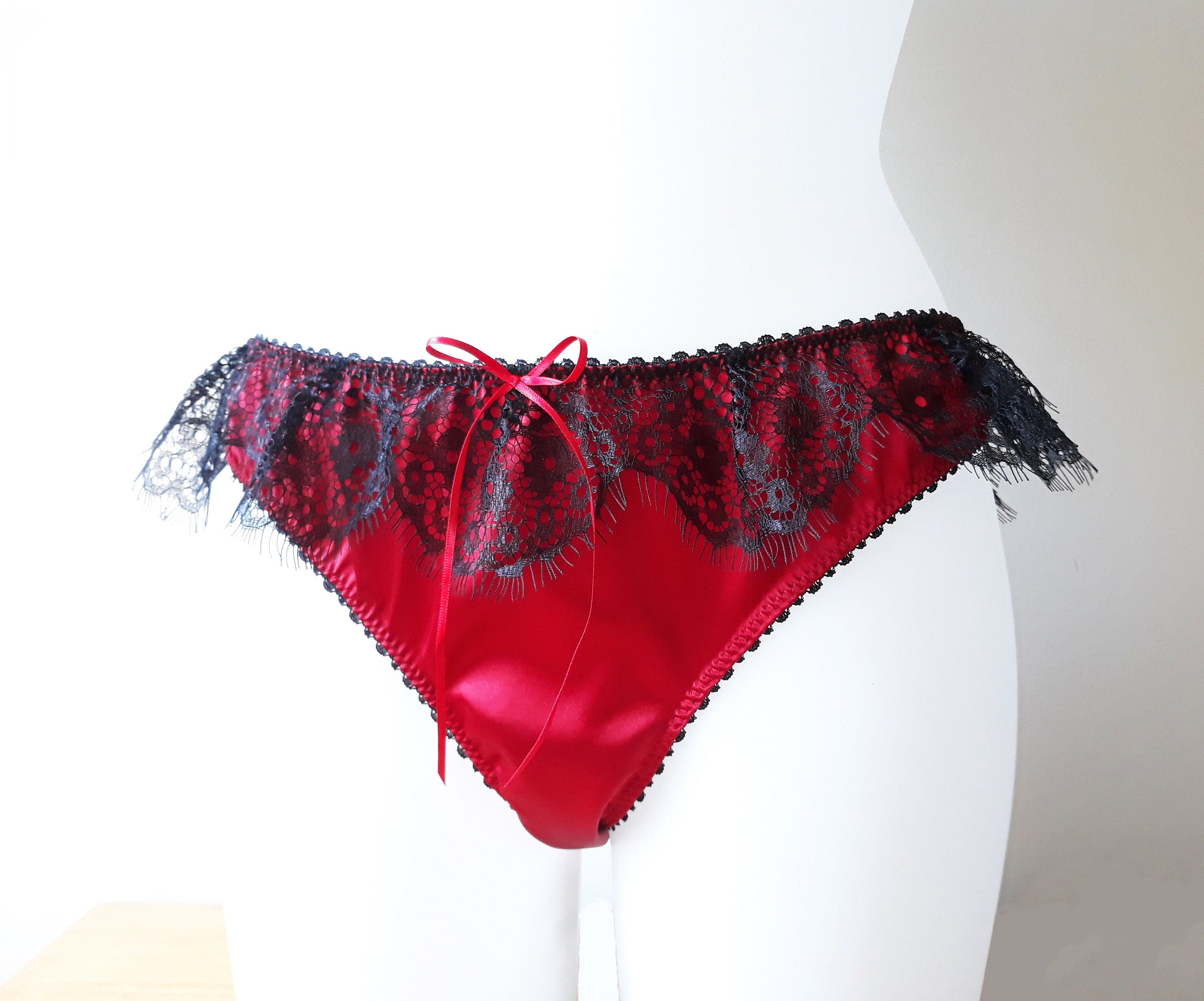 Red Lace Trim Thong -  Canada