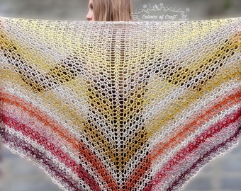 Crochet shawl handmade. Ombre merino shawl. All season shawl for woman. Perfect gift