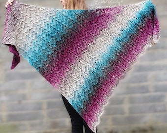 Crochet shawl handmade. Ombre cotton shawl. All season shawl for woman. Perfect gift