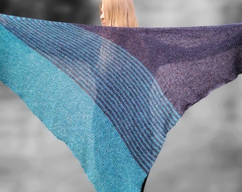 Knitted shawl handmade. Ombre wool shawl. All season shawl for woman. Perfect gift