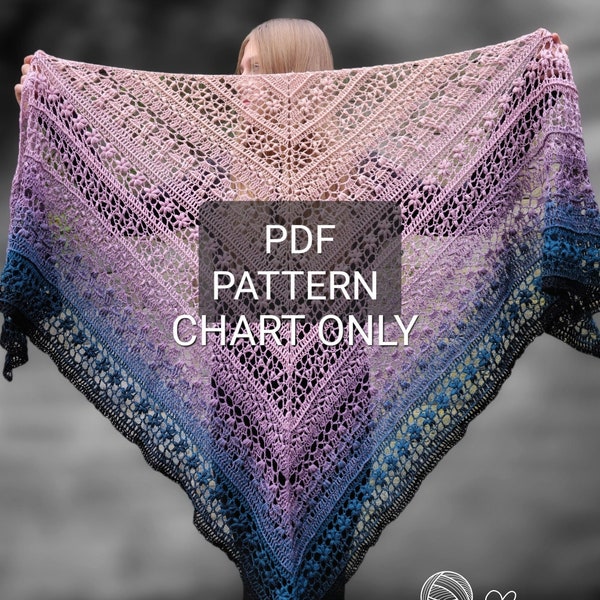 Blue Violet PATTERN, Crochet shawl pattern, Womens shawl pattern, Crochet wrap, Crochet patterns for women, Triangular shawl, PDF pattern