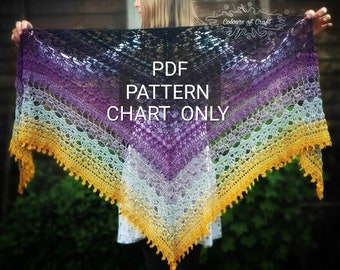 Soleil PATTERN, Crochet shawl pattern, Womens shawl pattern, Crochet wrap, Crochet patterns for women, Triangular shawl, PDF pattern