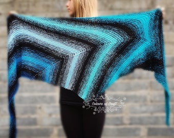 Knitted shawl handmade. Ombre cotton shawl. All season shawl for woman. Perfect gift