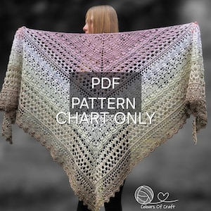 Pink Snow PATTERN, Crochet shawl pattern, Womens shawl pattern, Crochet wrap, Crochet patterns for women, Triangular shawl, PDF pattern