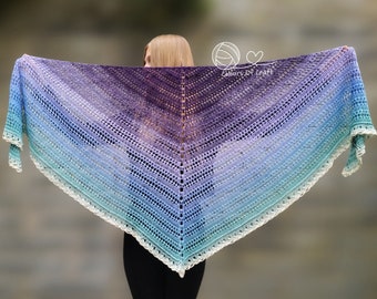 Crocheted shawl handmade. Ombre cotton shawl. All season shawl for woman. Perfect gift