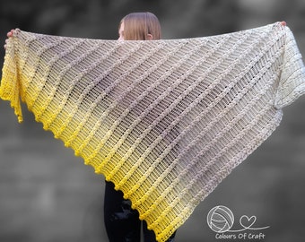 Crocheted shawl handmade. Merino ombre shawl. All season shawl for woman. Perfect gift