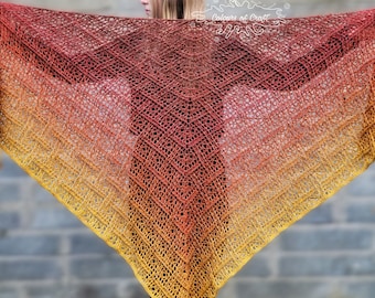 Crocheted shawl handmade. Merino ombre shawl. All season shawl for woman. Perfect gift