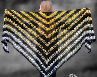 Crochet shawl handmade. Ombre cotton shawl. All season shawl for woman. Perfect gift