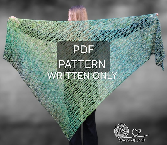 Bamboo Forest Knitted Shawl PATTERN, Womens Wrap (PDF Pattern)