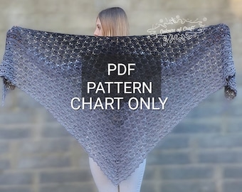 Mirage PATTERN, Crochet shawl pattern, Womens shawl pattern, Crochet wrap, Crochet patterns for women, Triangular shawl, PDF pattern