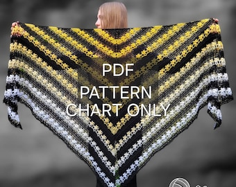 Daisies Field PATTERN, Crochet shawl pattern, Womens shawl pattern, Crochet wrap, Crochet patterns for women, Triangular shawl, PDF pattern