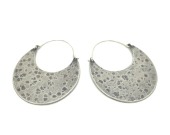 Silver Hammered Hoop Earrings