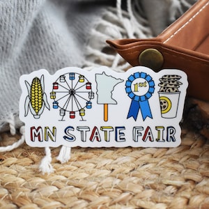 Autocollant foire d'État du Minnesota, autocollant résistant aux intempéries, autocollant bouteille d'eau, autocollant MN, autocollant du Minnesota, foire du Minnesota, Minnesota sur un bâton