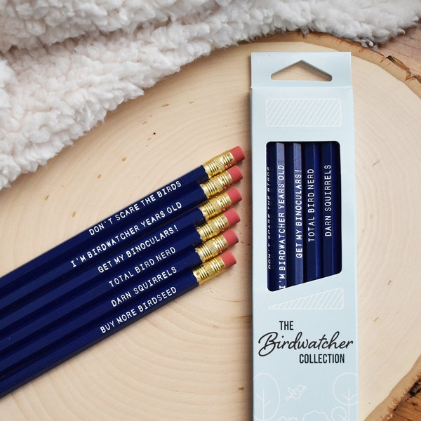 The Birdwatcher Collection Pencil Set, Total Bird Nerd, Bird Lover Gift, Bird Watcher, Birdwatcher Gift, Ornithology Study, Backyard Birds