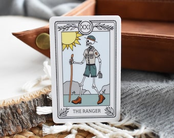 The Ranger Tarot Card Sticker, Hiking Sticker, Gift For Hiker, Park Ranger, National Park Sticker, Camping Gift, Camping Sticker, The World