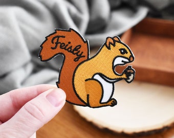 Feisty Red Squirrel Iron On Patch, Squirrel Gifts, Squirrel Art, Feisty Pets, Ginger Patch, Red Squirrel, Patches Funny, Patches for Jackets