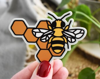 Honey Bee Sticker, Honey Bee Decor, Save The Bees, Beehive, Bee Decal, Laptop Sticker, Water Bottle Sticker, Nature Gift, Bee Keeper, Garden