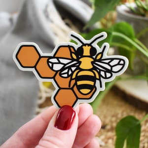 Honey Bee Sticker, Honey Bee Decor, Save The Bees, Beehive, Bee Decal, Laptop Sticker, Water Bottle Sticker, Nature Gift, Bee Keeper, Garden