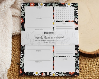 Floral Weekly Calendar Notepad, Goal Planner, Goal Tracking, Weekly Planner, Back To School, Academic Calendar, Desktop Calendar, Flowers