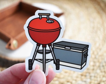 Grillin' and Chillin' Sticker, Backyard BBQ, Cooler Sticker, Cabin Gift, Outdoor Gift, Water Bottle Sticker, Laptop Sticker, Gift For Him