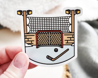 Hockey Rink Sticker, Pond Hockey, Hockey Sticker, Hockey Gift, Hockey Mom, Backyard Hockey, Hockey Mom Gift, Water Bottle Sticker