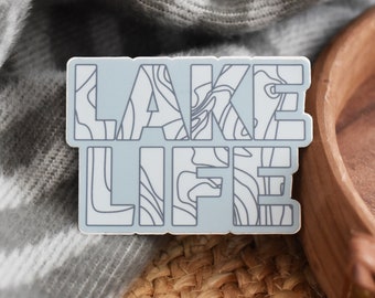 Lake Life Sticker, Lake Map Sticker, Lake Map, Cooler Sticker, Cooler Decal, Fishing Gift, Fishing Decal, Outdoor Gift, Water Bottle Sticker