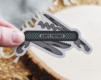 Always Prepared Sticker, Pocket Knife Sticker, Boy Scout Sticker, Outdoor Gift, Scout Leader Gift, Camping Decal, Water Bottle Sticker