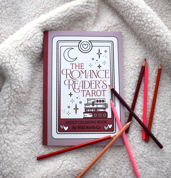 The Romance Reader's Tarot Coloring Book, Gift For Book Lover, Book Tracker, Bookish Coloring Book, Book Tropes, Romance Tropes,Romance Book