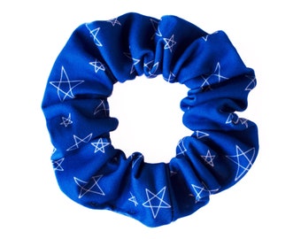 Blue Stars Scrunchie, Hair Tie, Camp Gift, Camping Gift, Outdoor Gift, Gift For Her, Celestial, Fourth Of July, Fun Hair Accessories