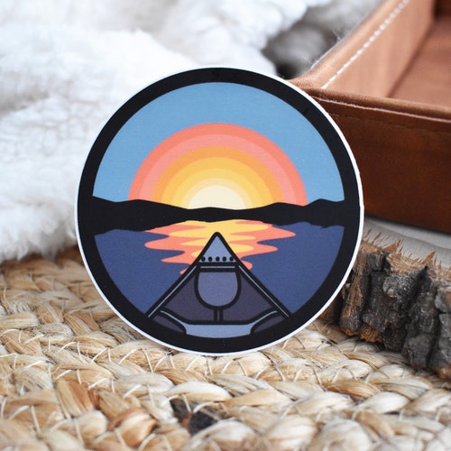 Sticker canoë coucher de soleil, canoë-kayak, Sticker lever de soleil, oeuvre d'art de canoë, Sticker bouteille d'eau, cadeau d'extérieur, cadeau de colonie de vacances, BWCA