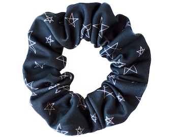 Charcoal Stars Scrunchie, Hair Tie, Camp Gift, Camping Gift, Outdoor Gift, Gift For Her, Celestial, Fourth Of July, Fun Hair Accessories