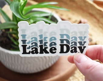 Lake Day Sticker, Lake Life, Water Bottle Sticker, Cooler Sticker, Beer Fridge Sticker, Boat Decal, Kayak, SUP, Canoe, Beach Bum