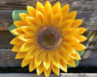 Yellow Sunflower Wreath For Front Door Or Wall Decor, Poly Burlap Flower Wreath, Sunflower Decor For Home, Spring Summer Year Round Wreath