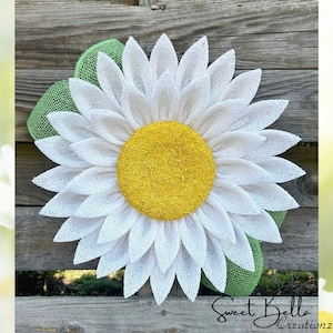 Daisy Wreath For Front Door, White Burlap Flower Wreath, Daisy Decor, Sunflower Wreath, Spring Flower Wreath, Summer Flower Wreath