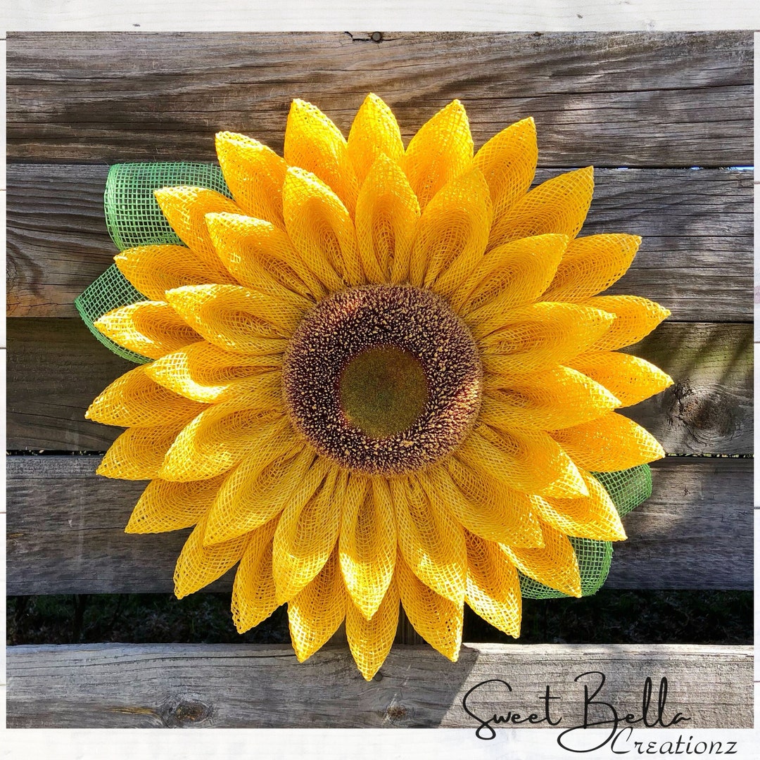 Yellow Sunflower Wreath for Front Door or Wall Decor, Poly Burlap ...