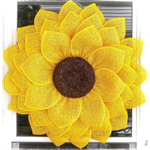 Sunflower Wreath For Front Door, Yellow Sunflower Wreath, Sunflower Decor, Sunflower Door Hanger, Spring-Summer-Fall Wreath