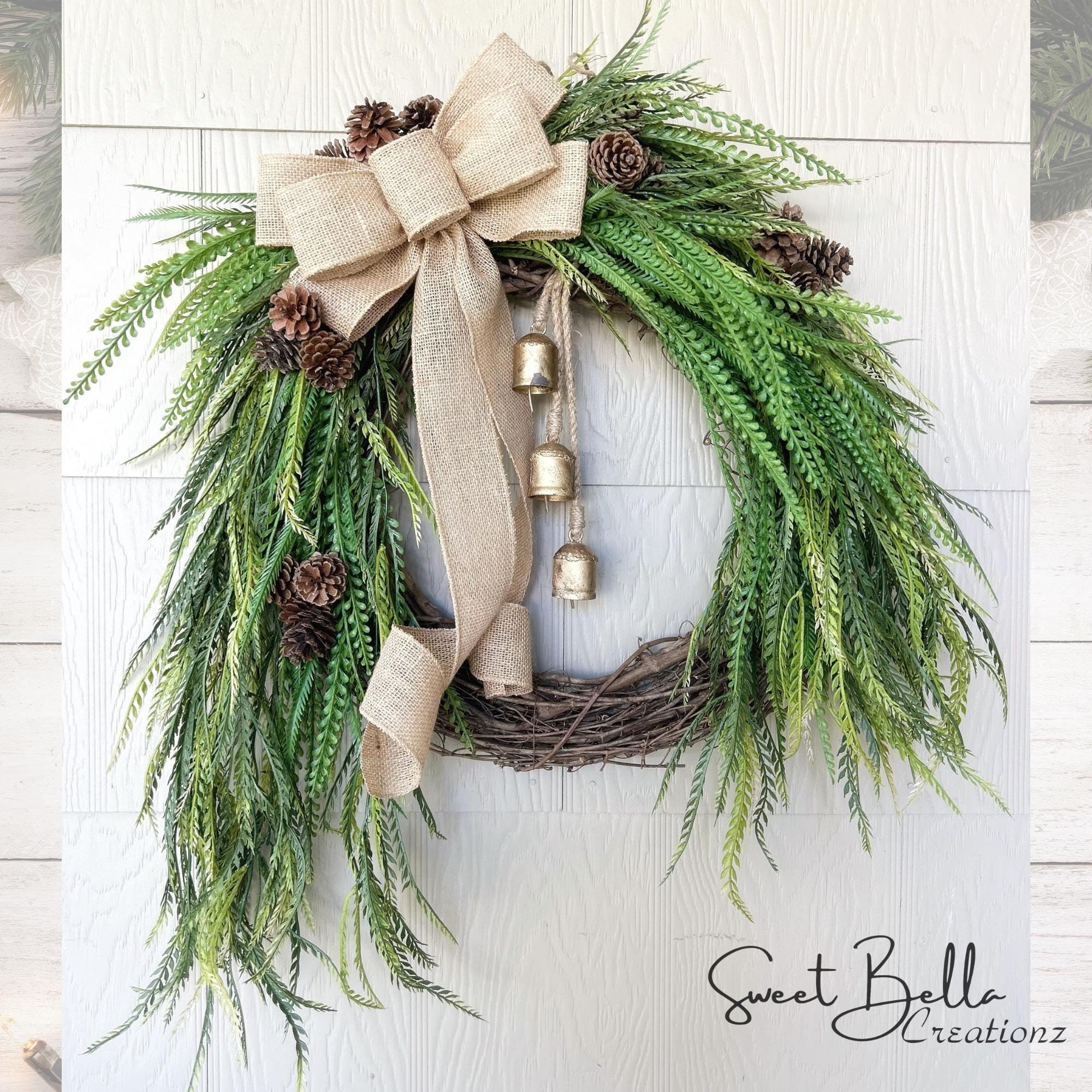 XL Saw Grass Winter Wreath | Neutral Greenery Front Door Decor