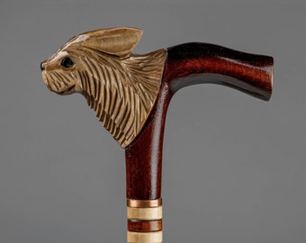 Rabbit Walking Cane, Cane For Men and Women Elderly People Walking stick Wood carving Handmade Luxury Animal Cane Gift for Perents