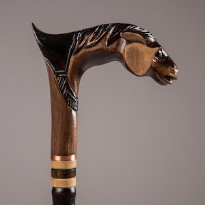 Animal Wood Carved Walking Cane Designer Art Wooden Cane Walking Stick Horse Best Gift for Man
